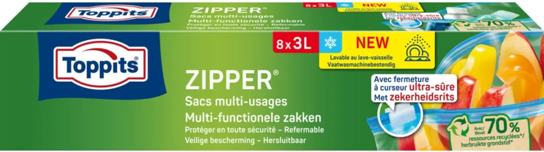 Toppits Zipper Multifunctionele Zakken 3L - 40 Stuks