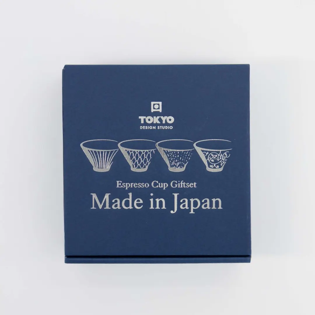 Tokyo Design Studio Mashiko Espresso Kopjes 4 Stuks - 160ml - Blauw/Wit