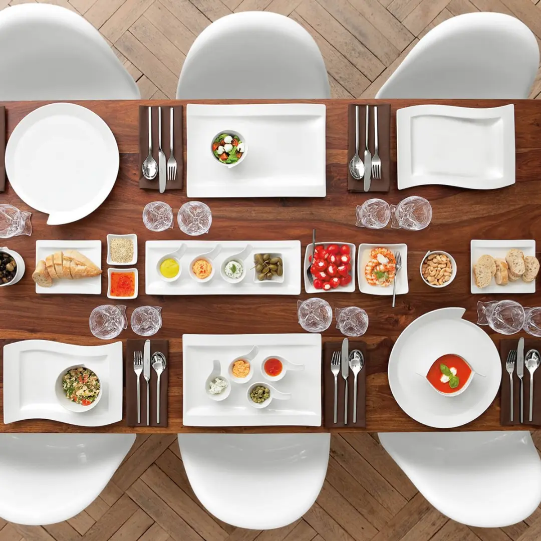 Villeroy & Boch NewWave Antipastiteller Set - 4 Stuks - 42x15cm - Wit/Gekleurd
