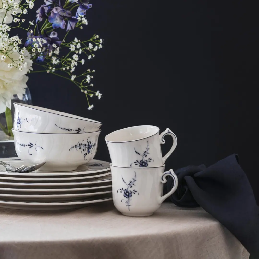 Villeroy & Boch Vieux Luxembourg Kaffeetassen 120ml - 6 Stuks - Wit-Blauw