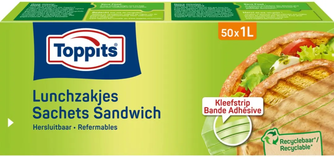 Toppits Lunchzakjes 1L - 50 Stuks - 3 Verpakkingen
