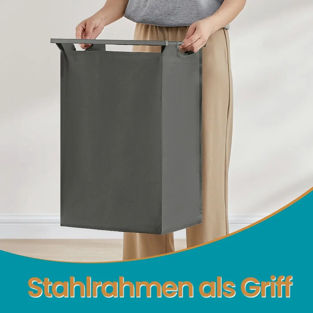 Songmics Wasmand met plank en waszak - 47L - Grijs