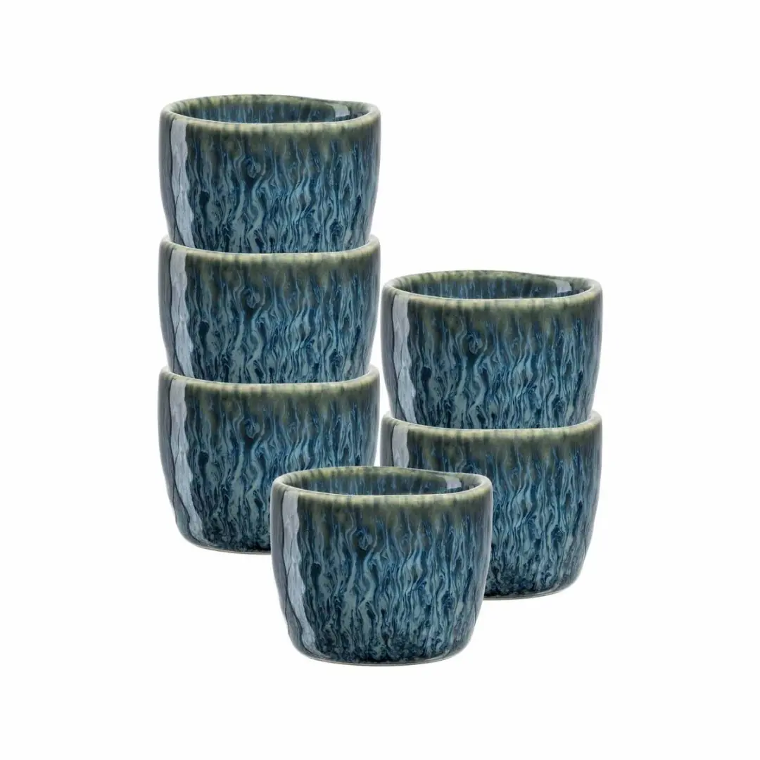 Leonardo Matera Eierbekers Set - 6 Stuks - Blauw - Ø5,2cm