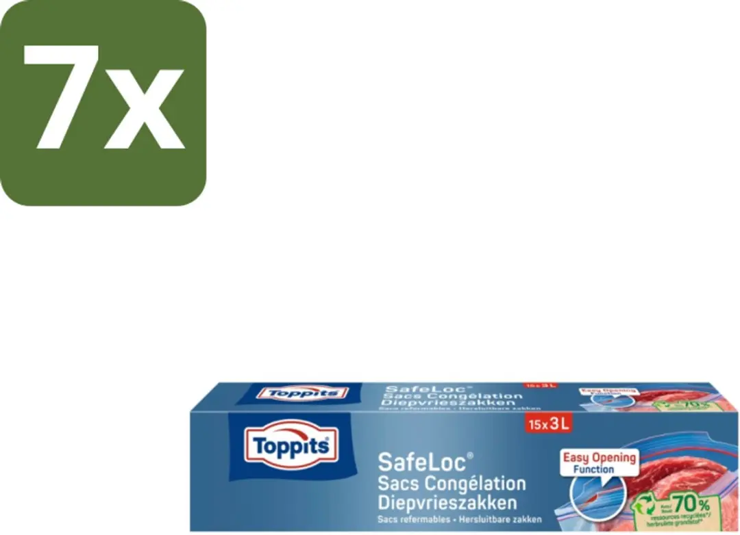Toppits Safeloc Zip Diepvrieszakken 3L