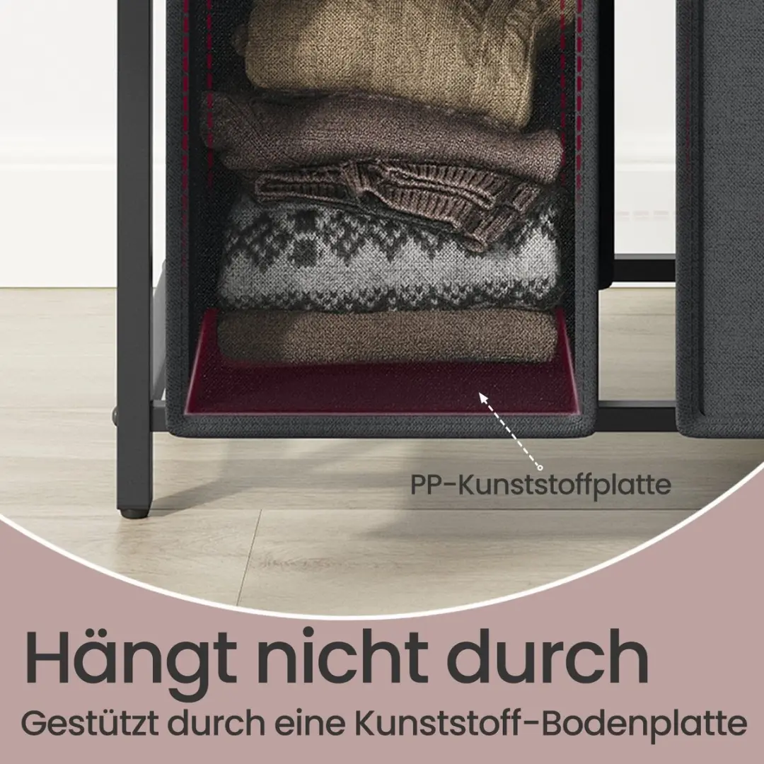 Songmics Wasmand 3 Compartimenten 114L - Met Plank - Zwart/Grijs