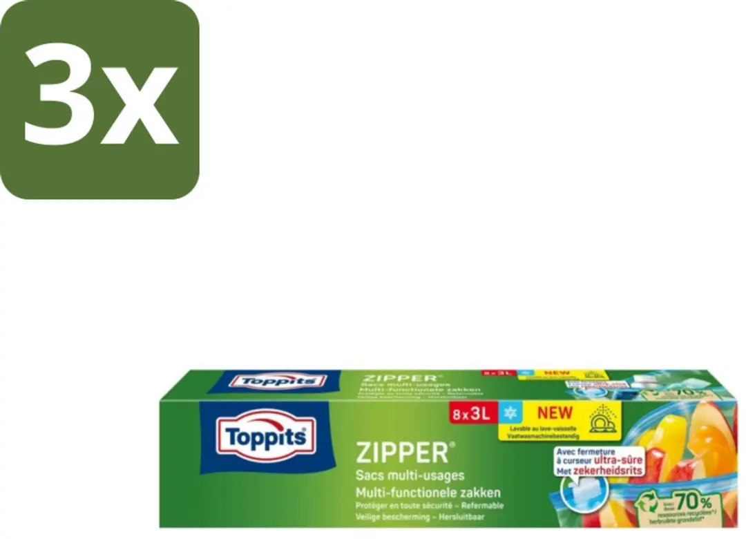 Toppits Zipper Multifunctionele Zakken 3L