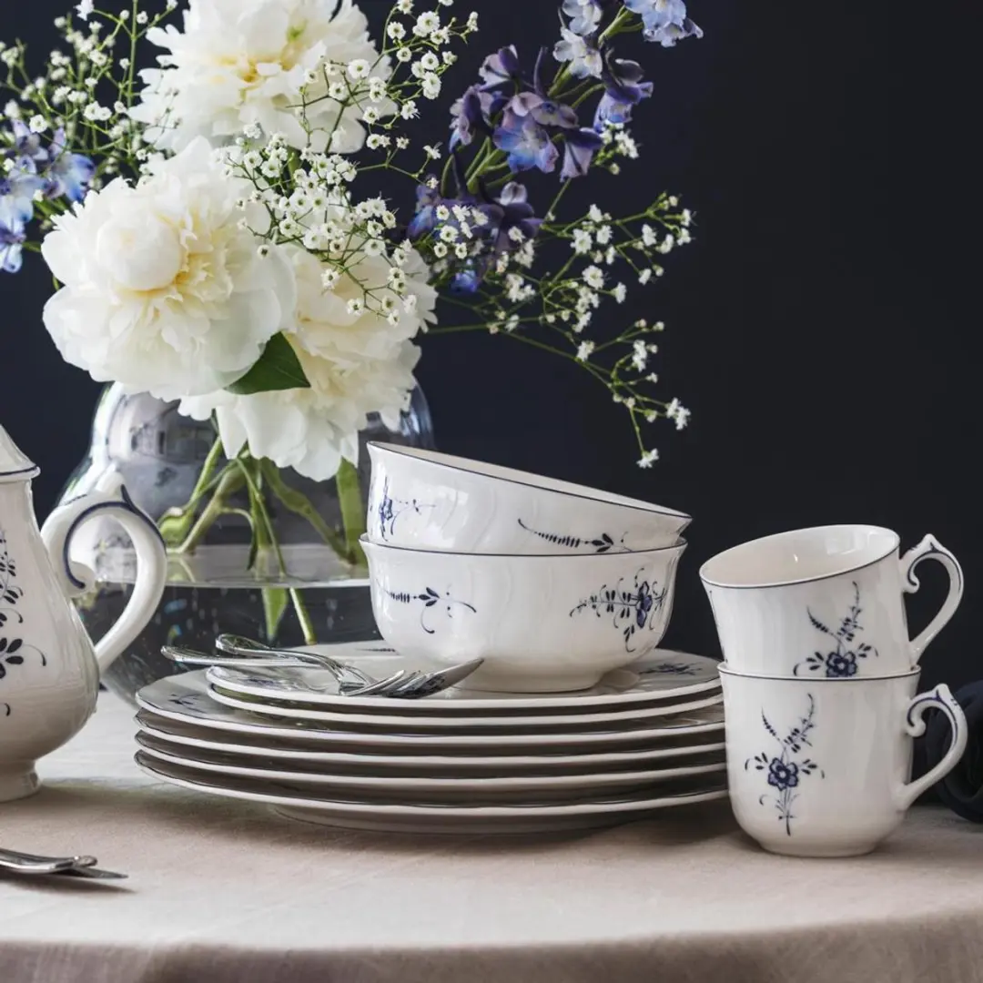 Villeroy & Boch Vieux Luxembourg Dessertschalen - 6 Stuks - 12,9 cm - Wit-Blauw