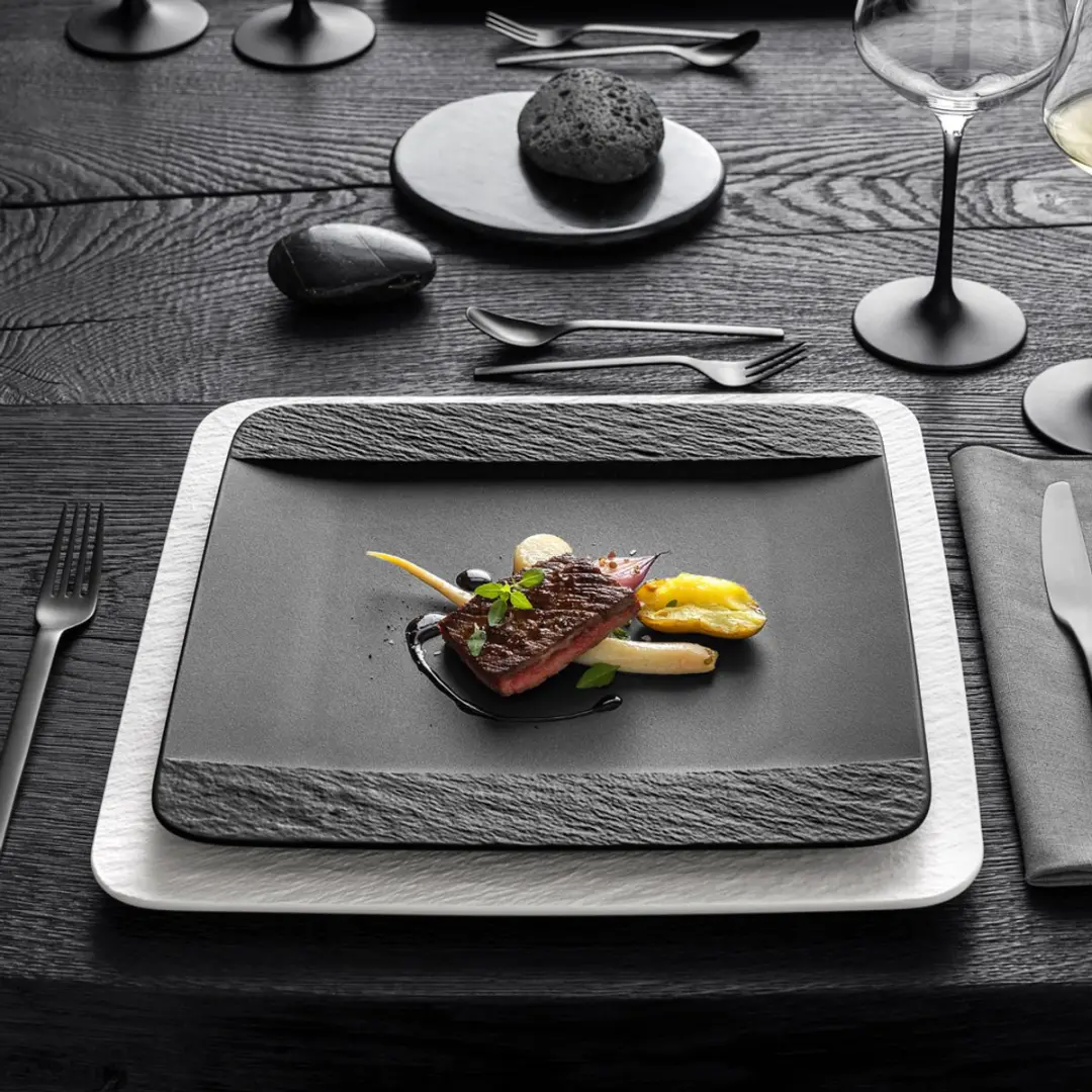 Villeroy & Boch Manufacture Rock Speiseteller 28x28cm - 6 Stuks - Zwart