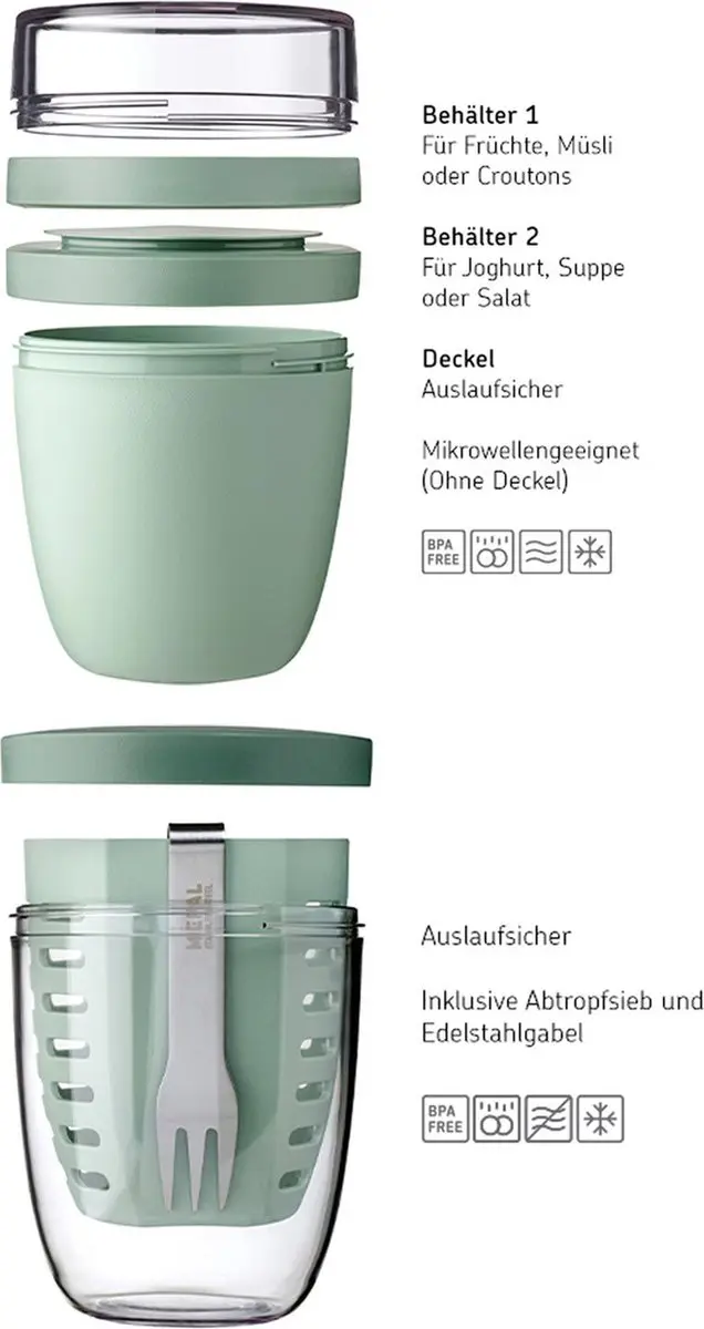 Mepal Ellipse Lunchpot & Fruitpot Set 2-delig - 1.3L - Nordic Black