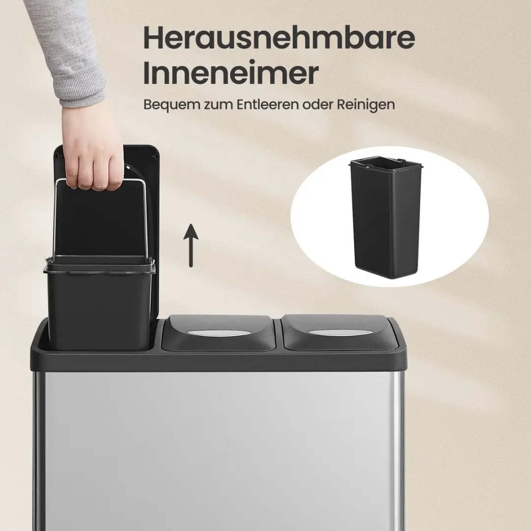 Songmics Prullenbak 3x8L - 24L - Zilver/Zwart