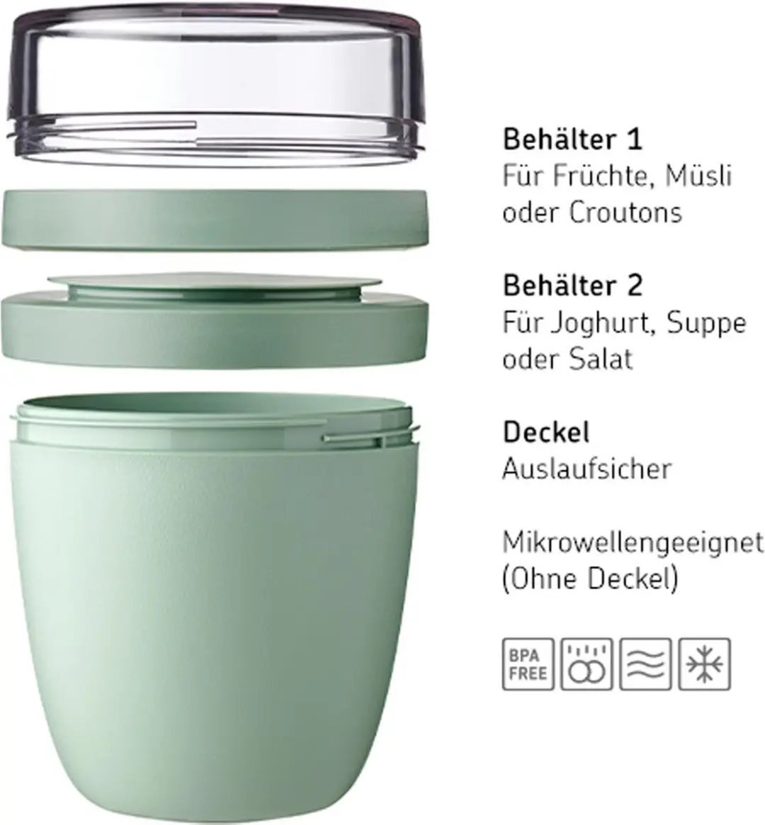 Mepal Nordic Lunchpots Set - 2x 0.5L - Ø10.7cm - Blauwzwart