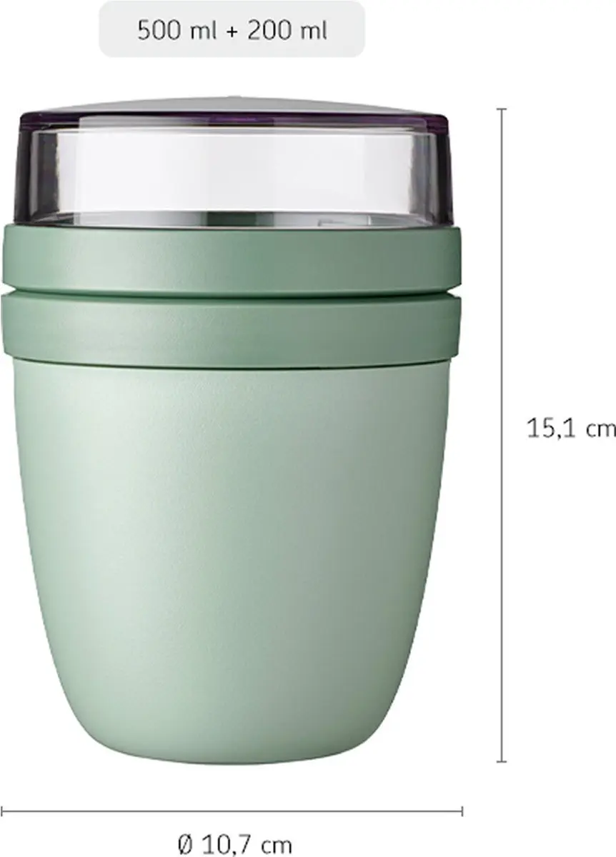 Mepal Nordic Lunchpots Set - 2x 0.5L - Ø10.7cm - Blauwzwart