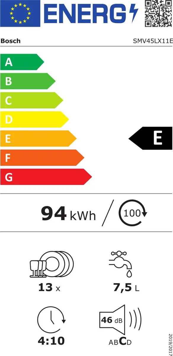 Bosch SMV45LX11E Integreerbare Vaatwasser 13 Couverts