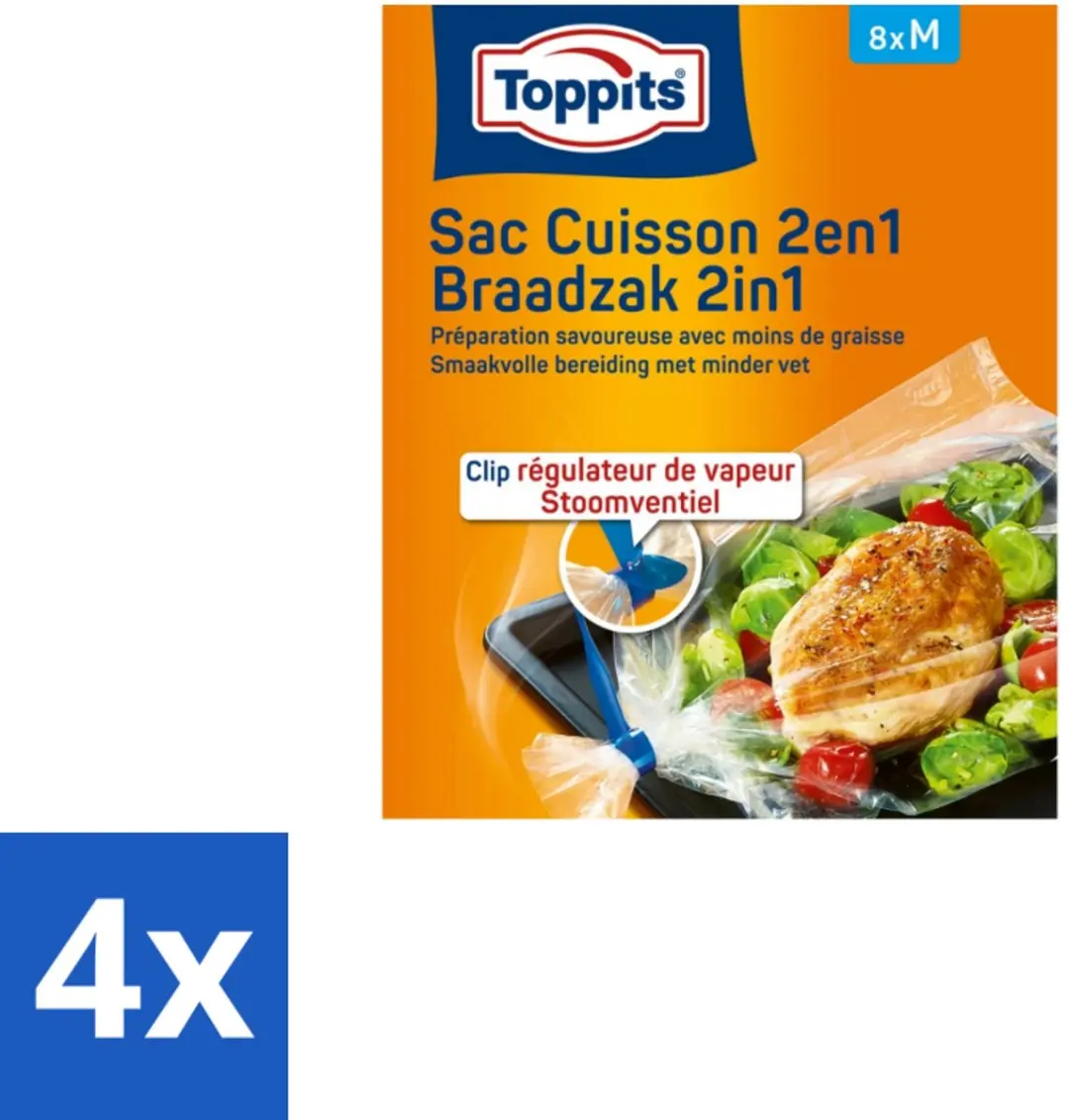 Toppits Braad- & Stoomzakken M 8 Stuks