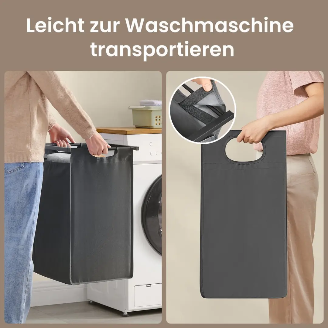 Songmics Wasmand 2 Compartimenten 92L - Met Plank