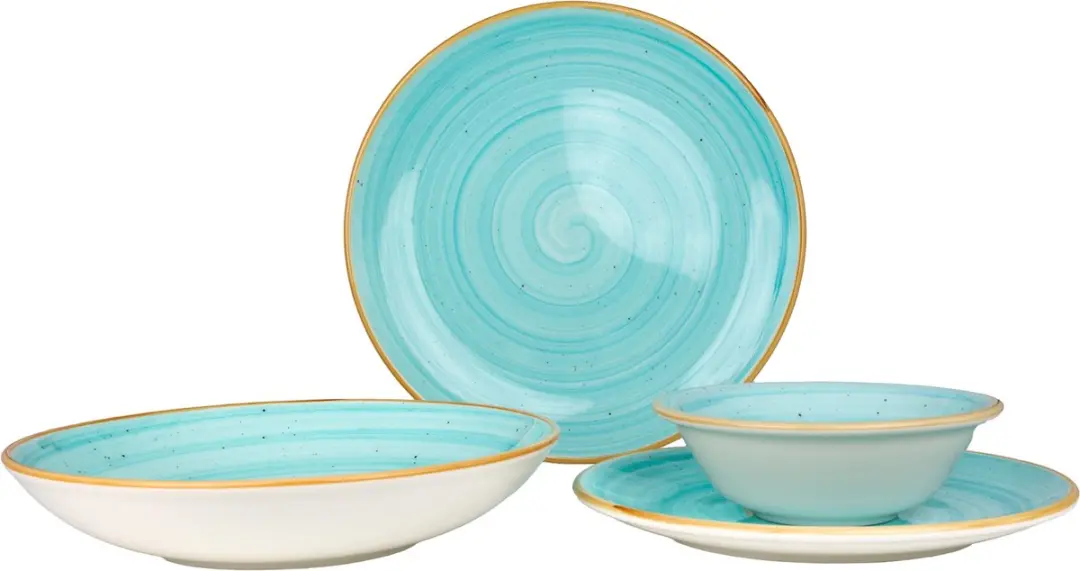 Bonna Aqua Serviesset 24-delig - 6 Personen - Porselein - Blauw