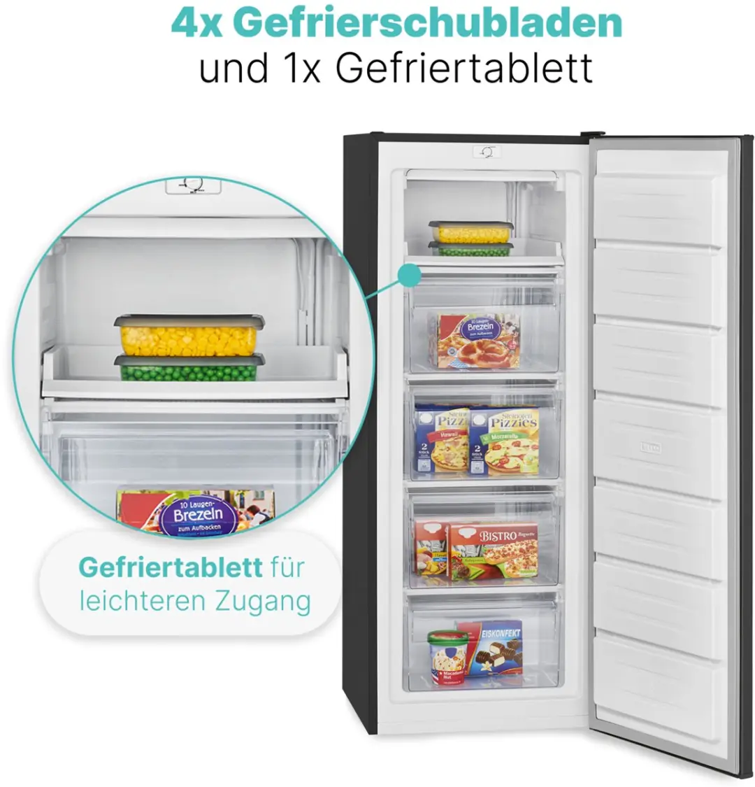 Bomann GS 7364 Vrijstaande Vriezer 168L - Dark Inox Look