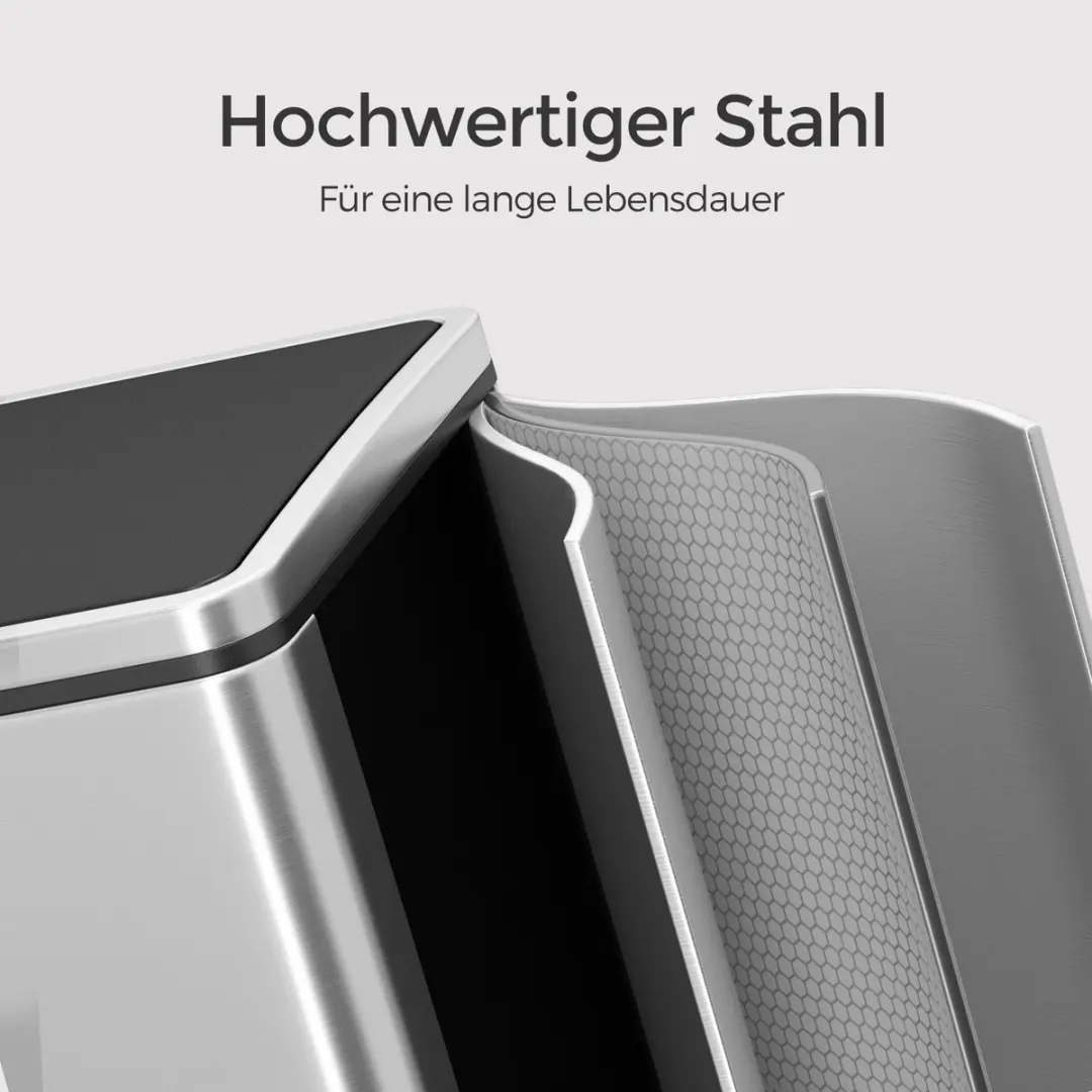 Songmics Vuilnisbak 2x30L - 2 Vakken - Zwart/Zilver