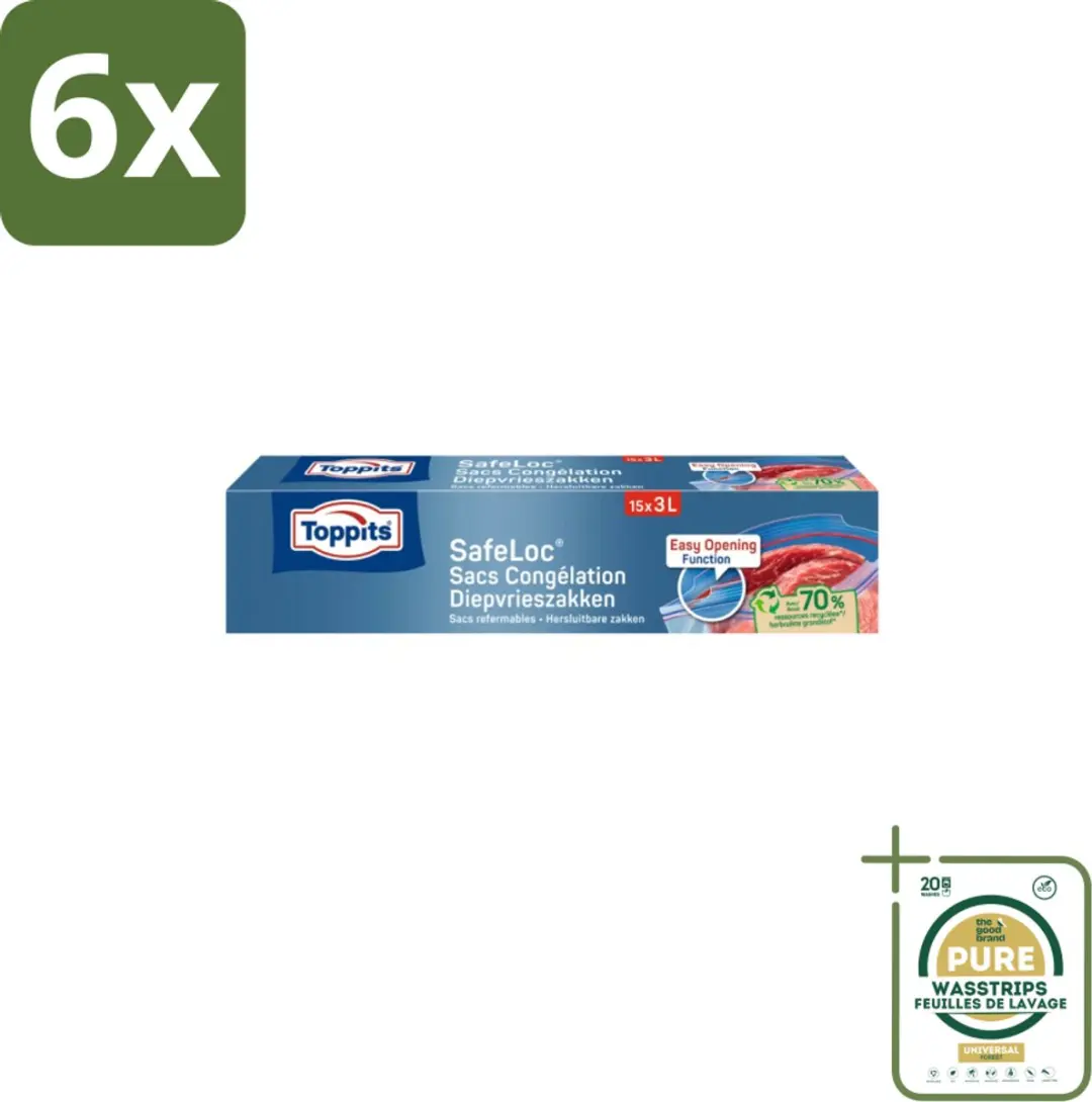 Toppits Safeloc Zip Diepvrieszakken 3L