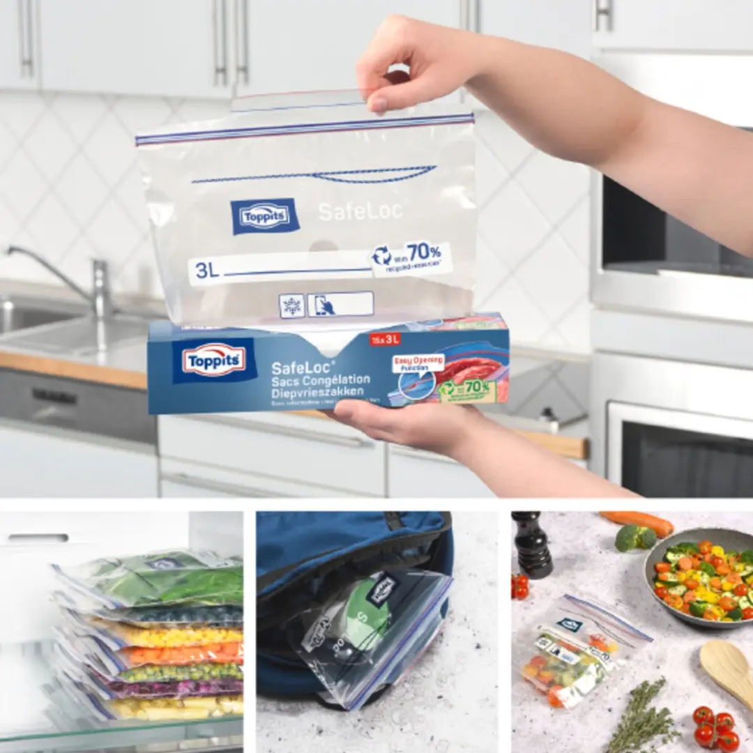 Toppits Safeloc Zip Diepvrieszakken 3L - 20 Stuks