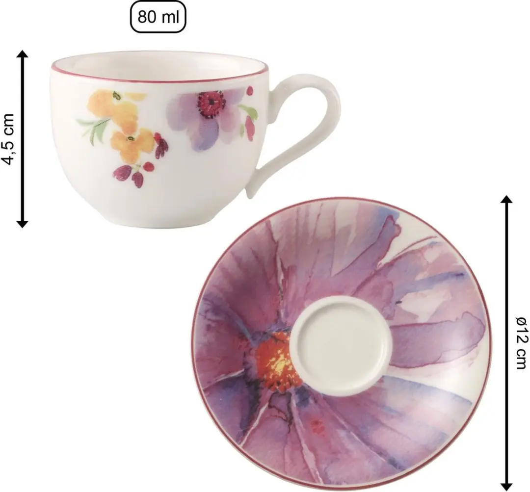 Villeroy & Boch Mariefleur Basic Tassen & Untertassen - 6 Stuks - 80ml