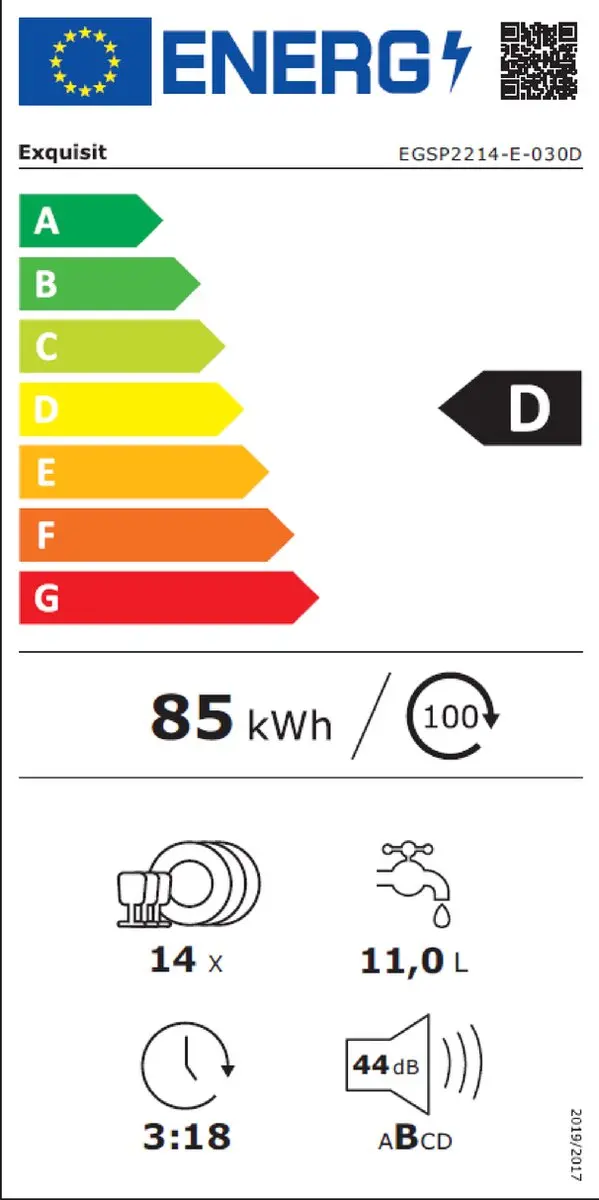 Exquisit EGSP2214-E-030D Inbouw Vaatwasser 14 Couverts - Zilver