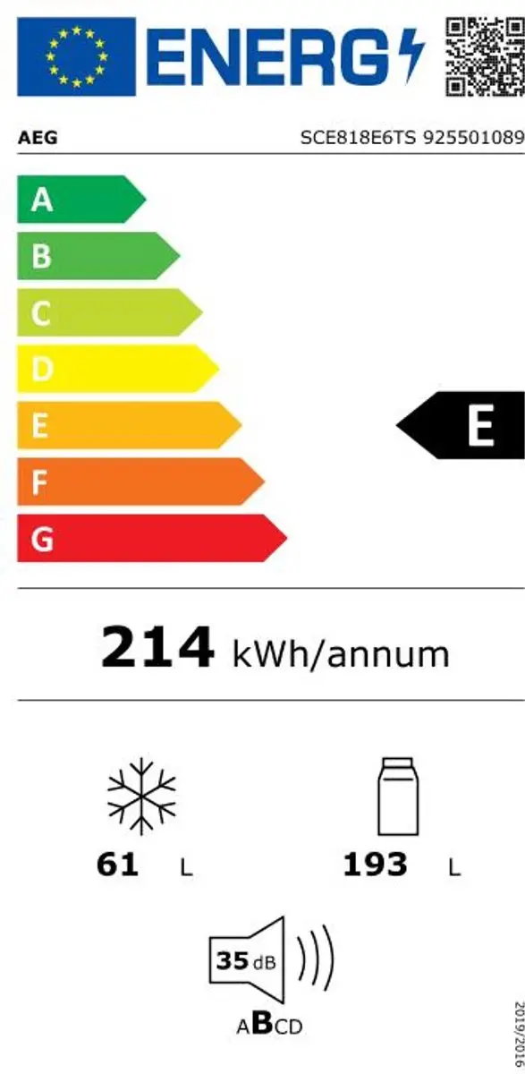 AEG SCE818E6TS Koel-vriescombinatie Inbouw - 254L Wit