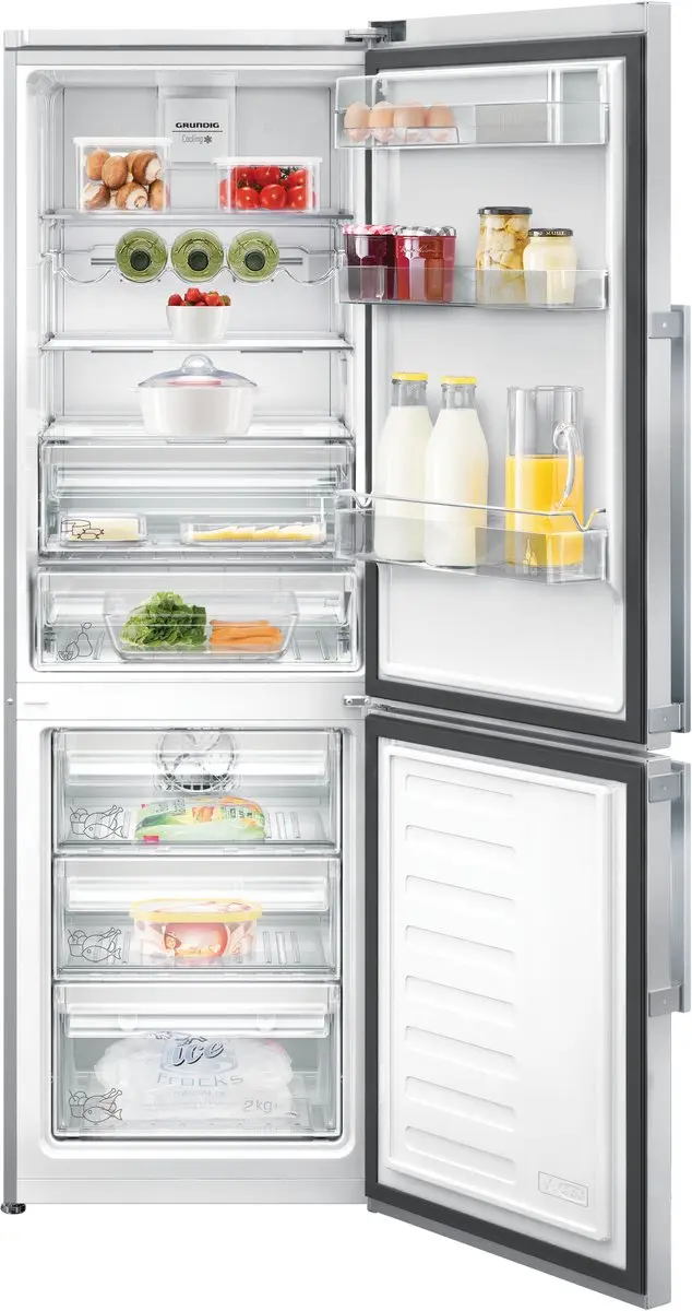 Grundig GKN16820X Koel-Vriescombinatie 316L - Vrijstaand - Roestvrijstaal