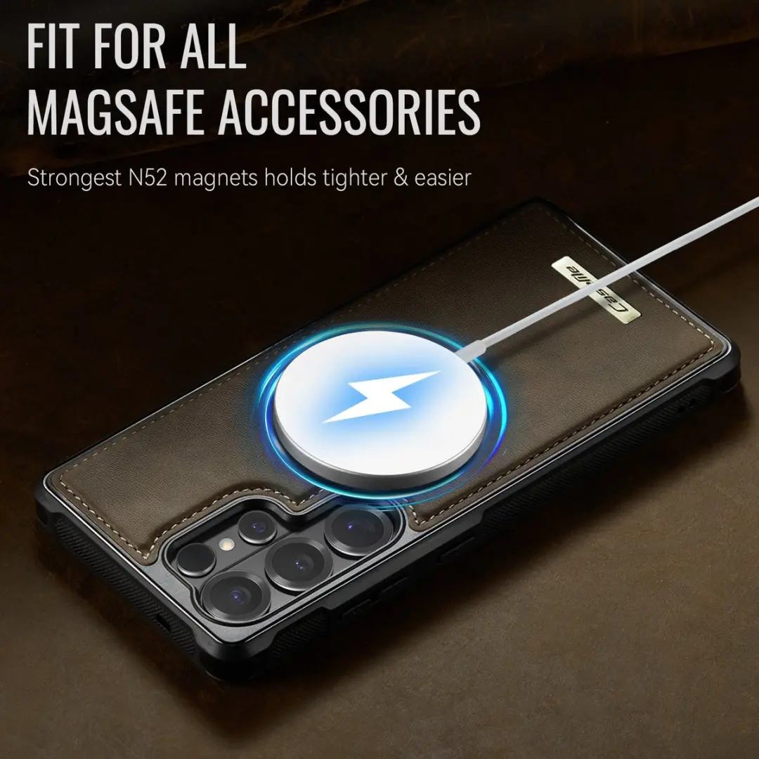 Caseme C69 Leather Back Cover - Samsung Galaxy S26 Ultra - MagSafe - Bruin - afbeelding 6 van 6