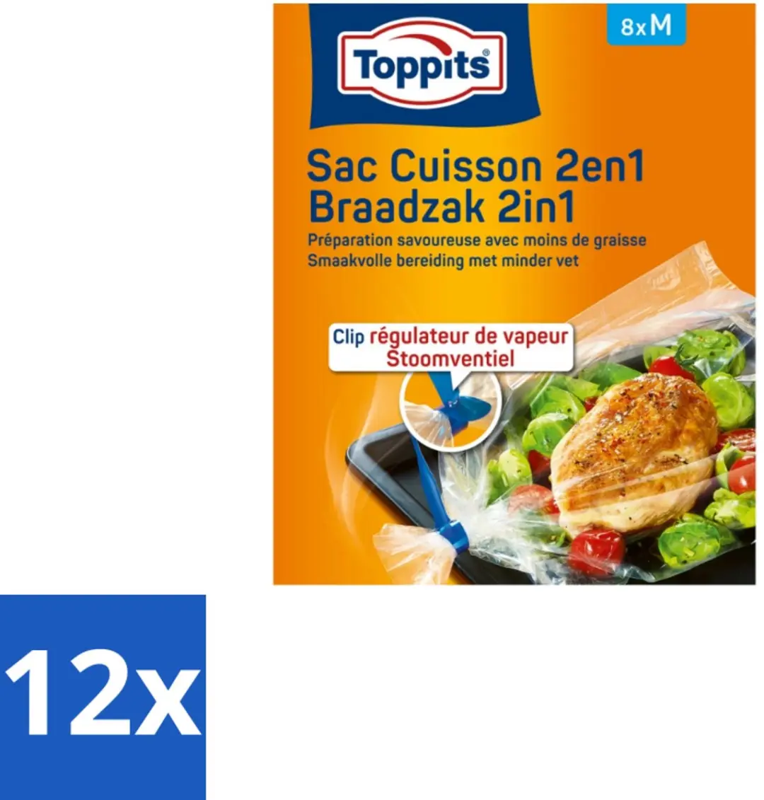 Toppits Braad- & Stoomzakken M 8 Stuks