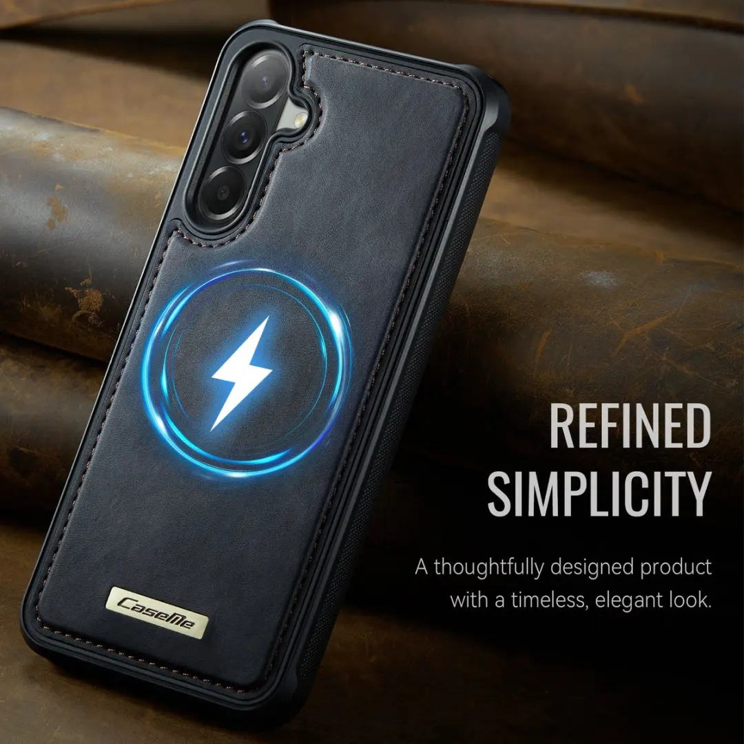 Caseme C69 Leather Back Cover - Samsung Galaxy A57 - MagSafe - Zwart - afbeelding 6 van 6