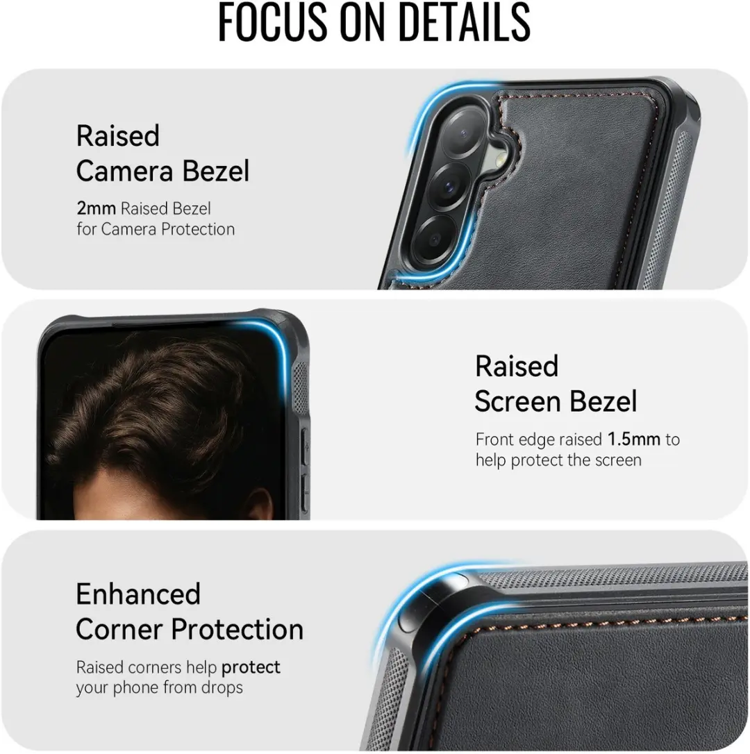 Caseme C69 Leather Back Cover - Samsung Galaxy A57 - MagSafe - Zwart