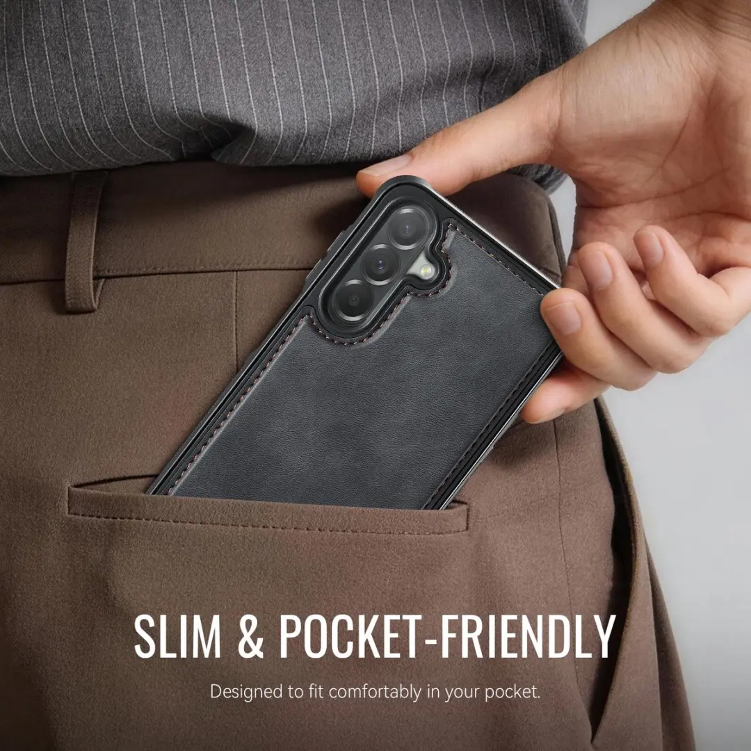 Caseme C69 Leather Back Cover - Samsung Galaxy A57 - MagSafe - Zwart