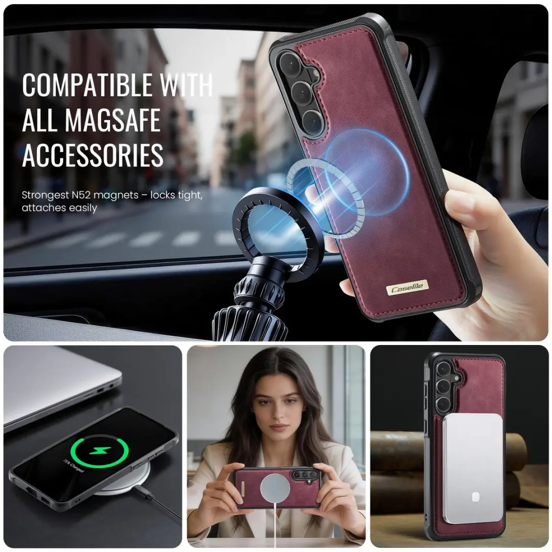 Caseme C69 Leather Back Cover - MagSafe Rood
