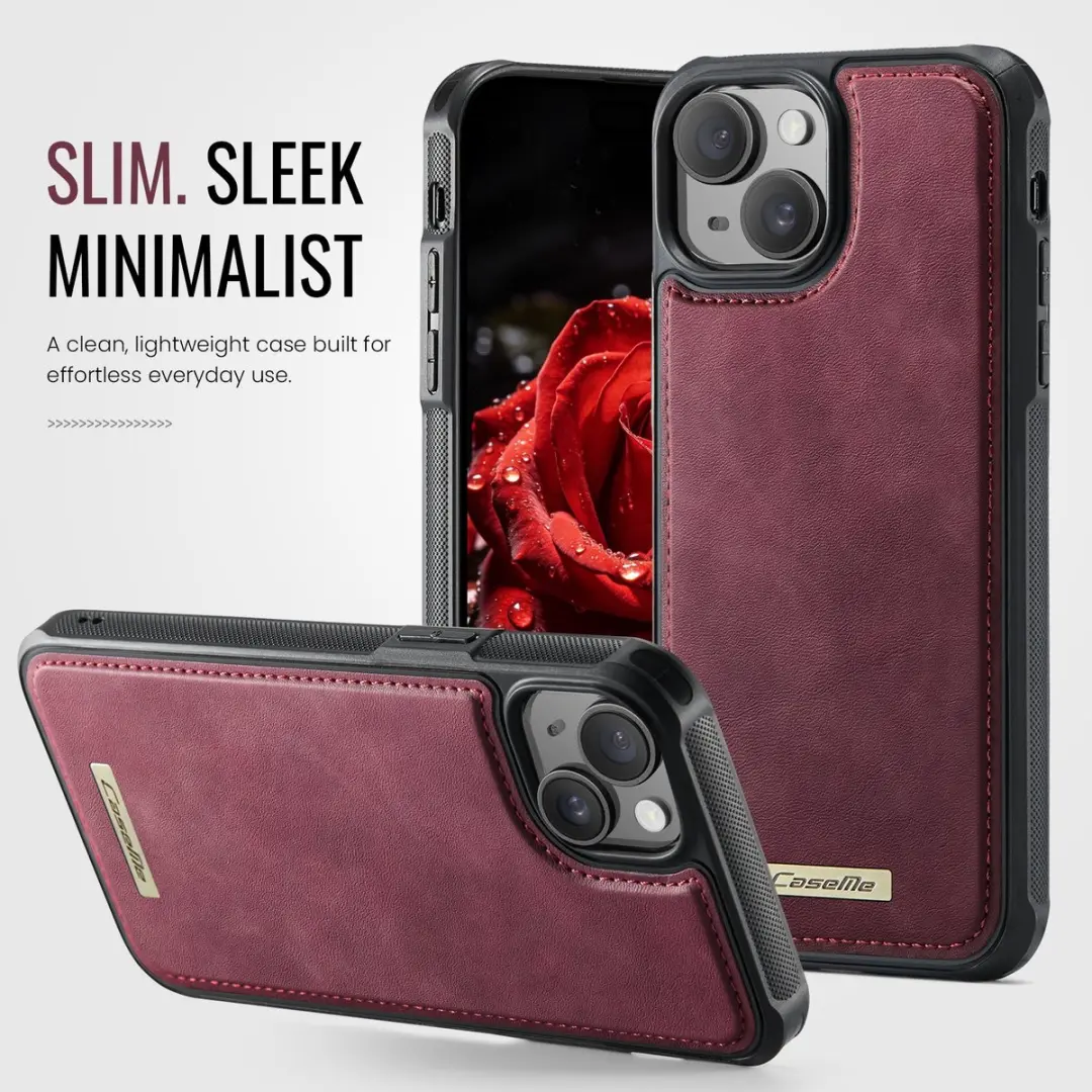 CaseMe C69 Leather Back Cover iPhone 15 - MagSafe Rood