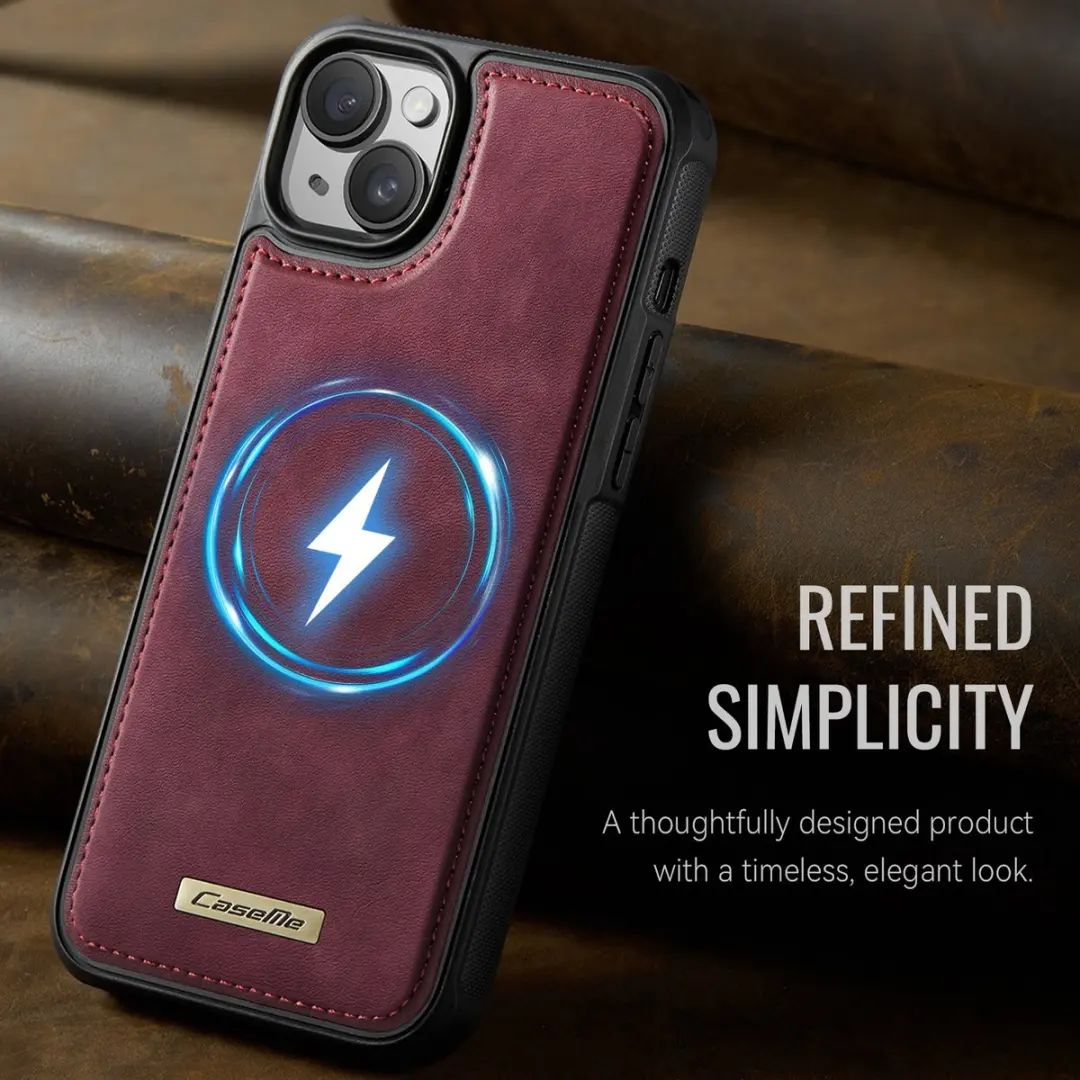 CaseMe C69 Leather Back Cover iPhone 15 - MagSafe Rood