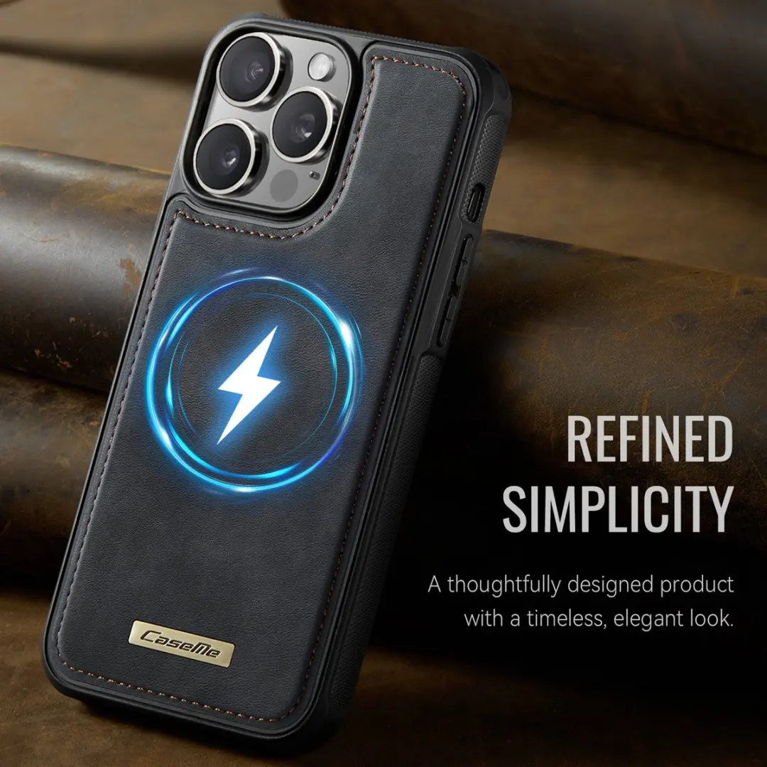 CaseMe C69 Leather Back Cover iPhone 16 Pro Max - MagSafe - Zwart