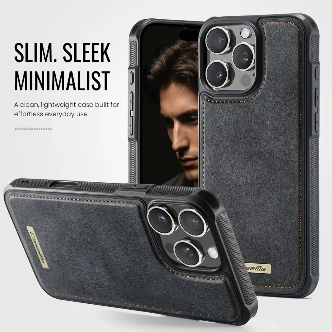 CaseMe C69 Leather Back Cover iPhone 16 Pro Max - MagSafe - Zwart