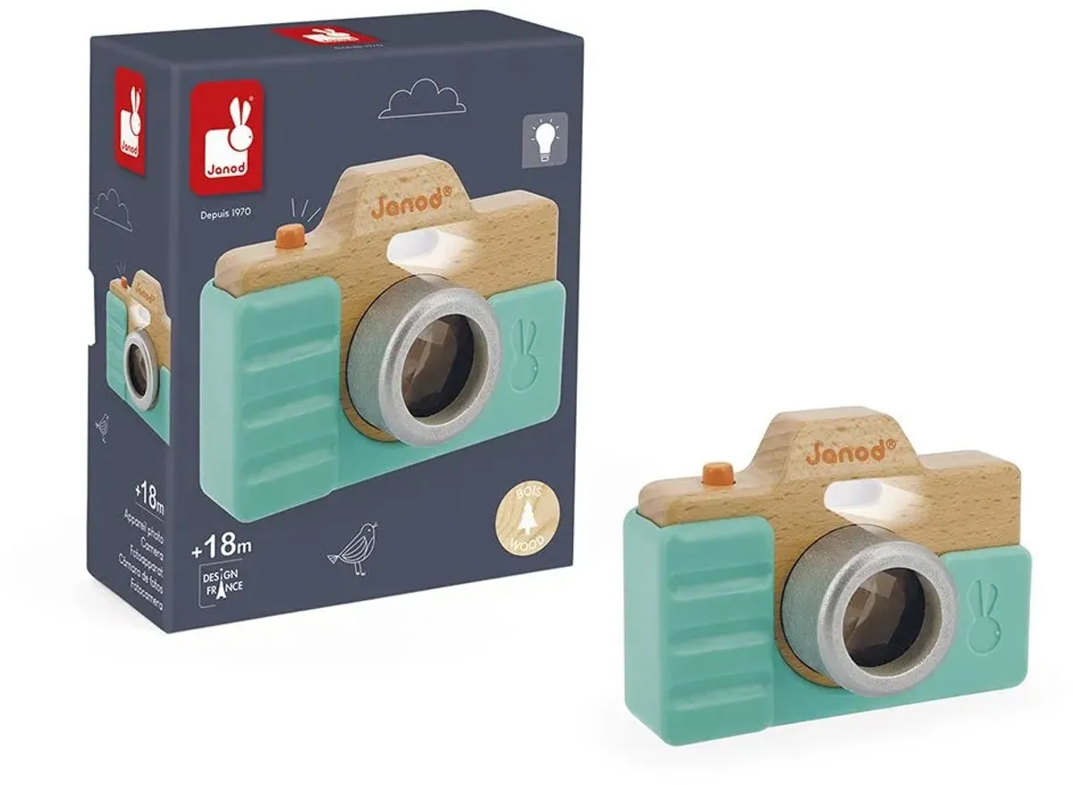 Janod Fotocamera 5381 - Houtkleurig/Turquoise