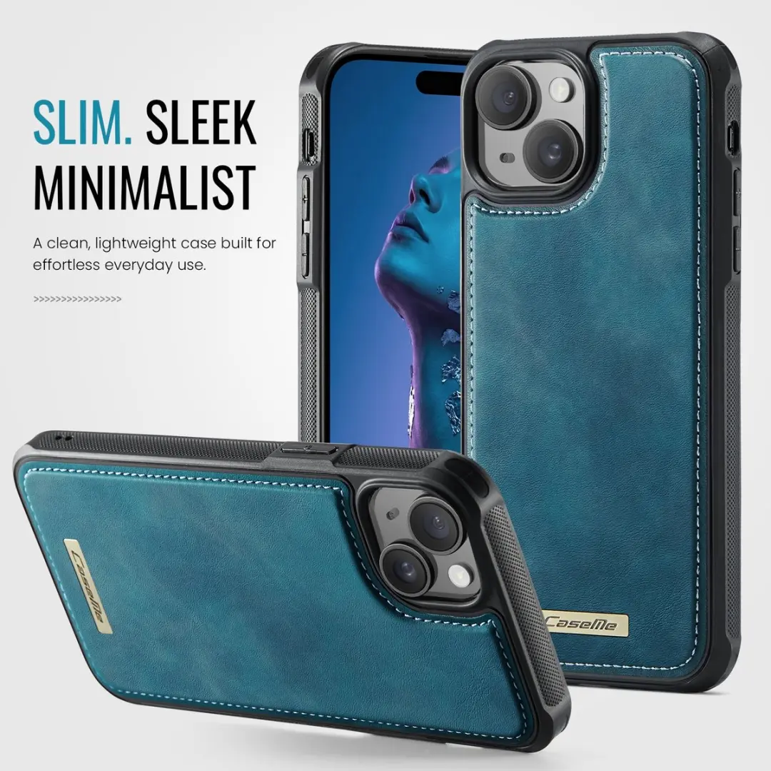 Caseme C69 Leather Back Cover iPhone 15 - MagSafe - Blauw
