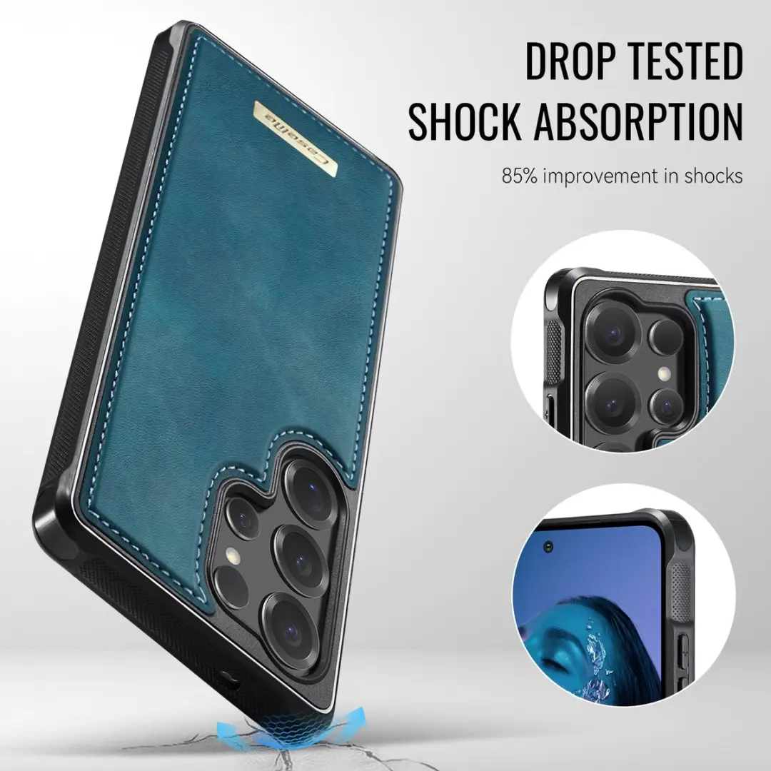 Caseme C69 Leather Back Cover - Samsung Galaxy S25 Ultra - MagSafe - Blauw - afbeelding 6 van 6