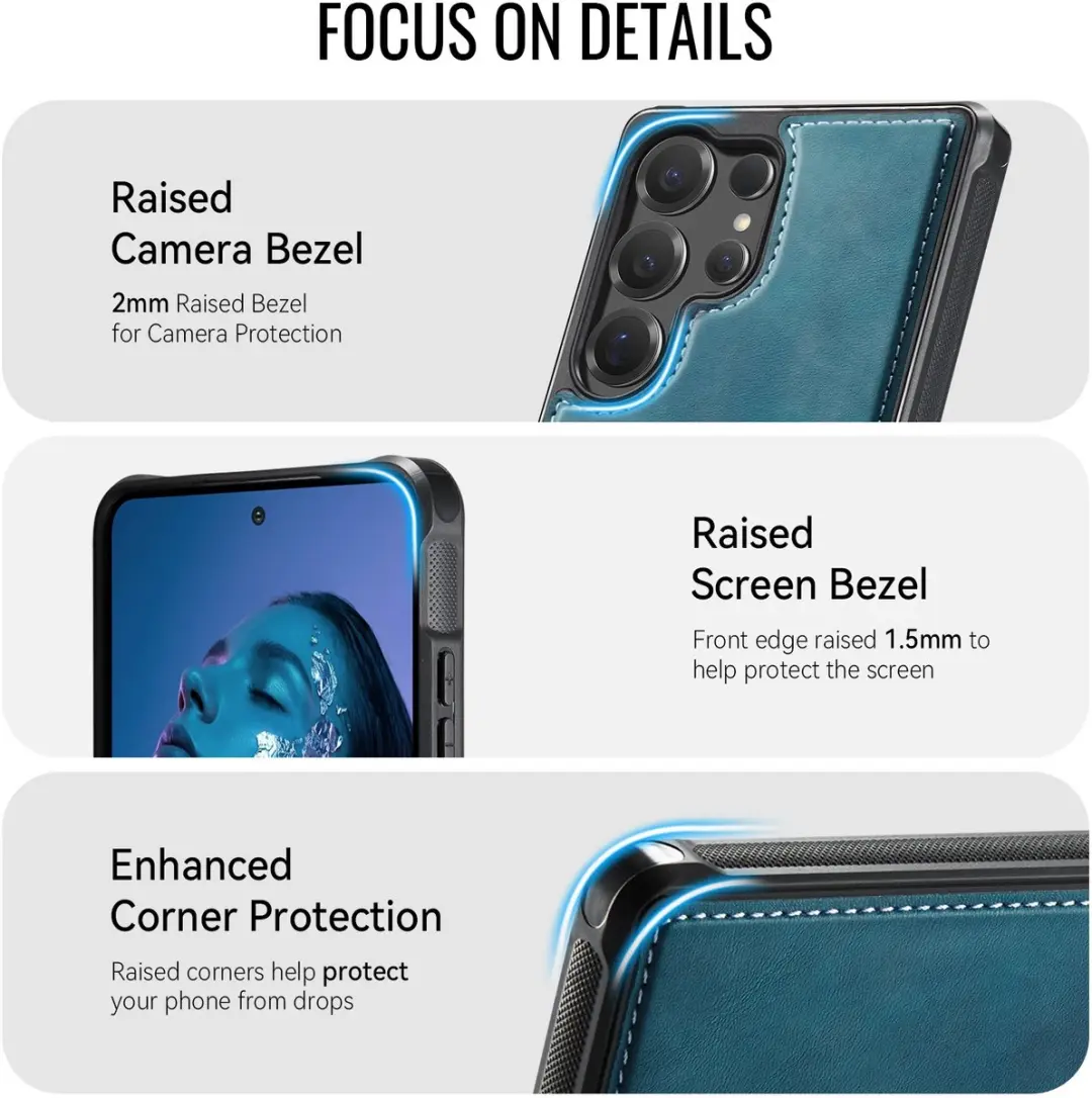 Caseme C69 Leather Back Cover - Samsung Galaxy S25 Ultra - MagSafe - Blauw