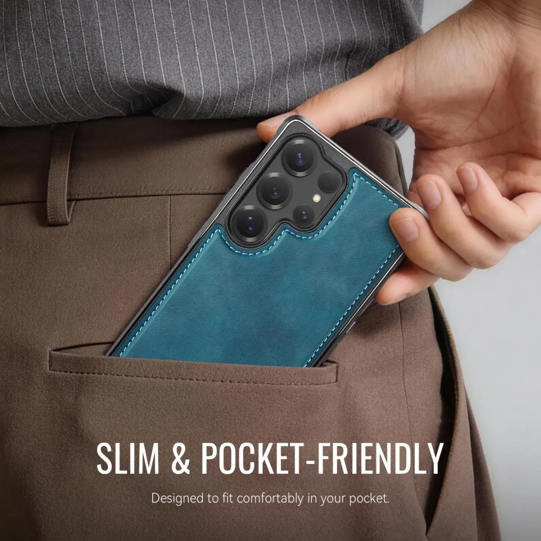 Caseme C69 Leather Back Cover - Samsung Galaxy S25 Ultra - MagSafe - Blauw