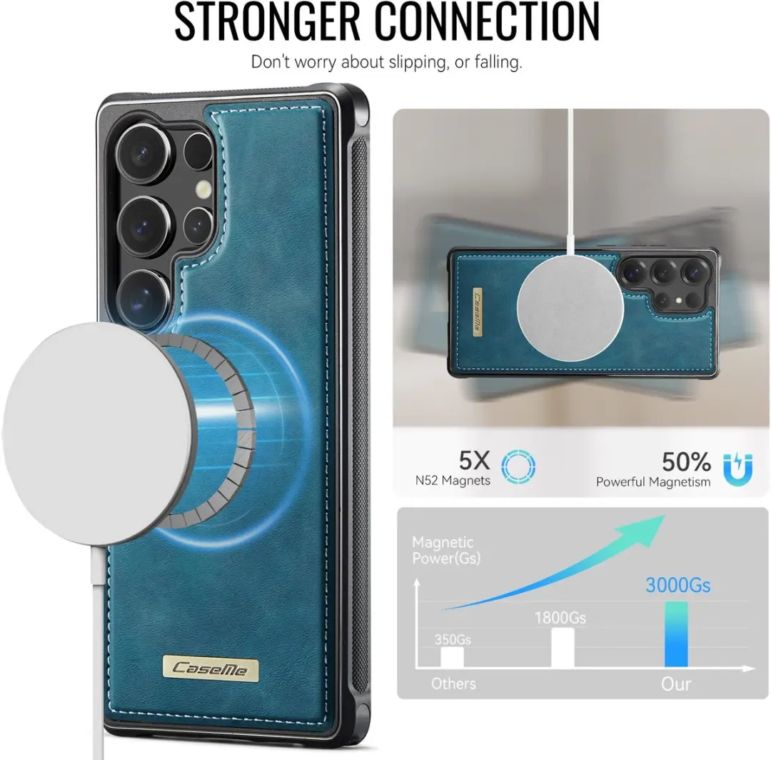 Caseme C69 Leather Back Cover - Samsung Galaxy S25 Ultra - MagSafe - Blauw