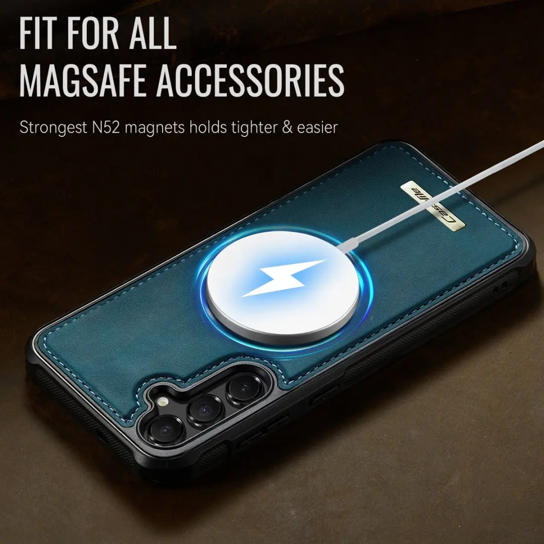 Caseme C69 Leather Back Cover - MagSafe Blauw
