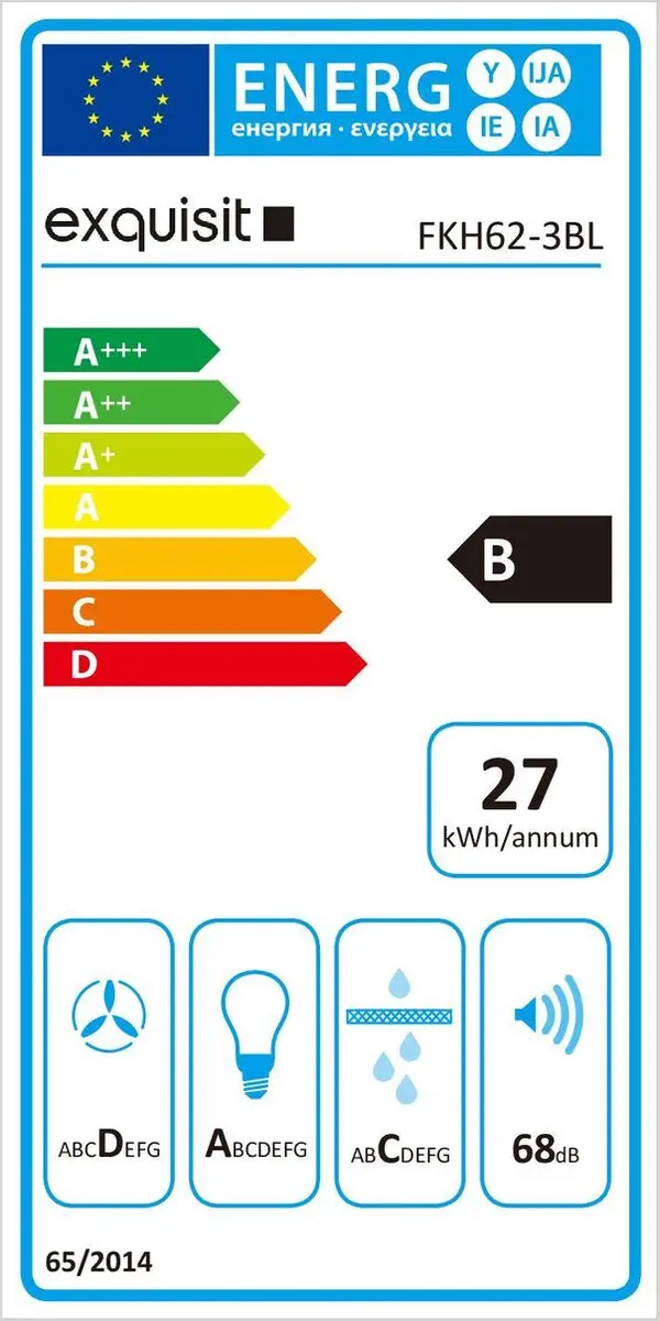 Exquisit FKH62.3BL Wandschouw Afzuigkap 60cm - Zwart