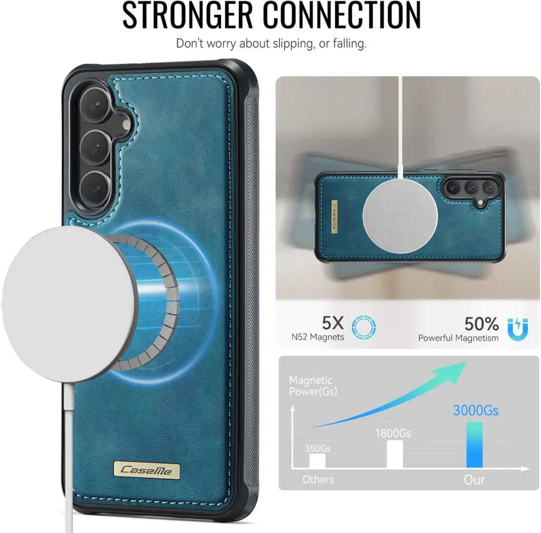 CaseMe C69 Leather Back Cover MagSafe - Blauw