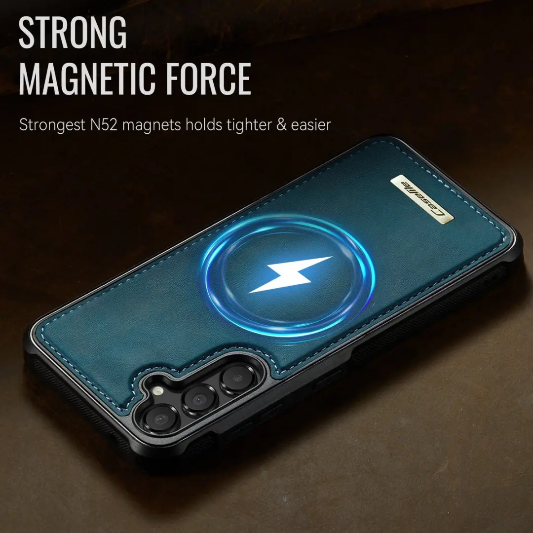 CaseMe C69 Leather Back Cover MagSafe - Blauw - Samsung Galaxy A35/A55 - afbeelding 6 van 6