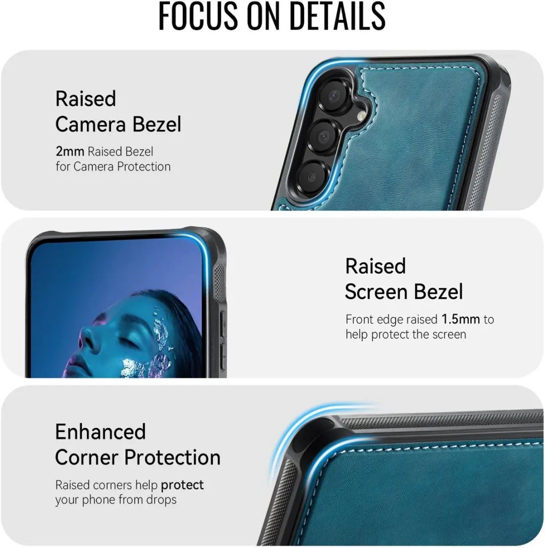 CaseMe C69 Leather Back Cover MagSafe - Blauw - Samsung Galaxy A35/A55