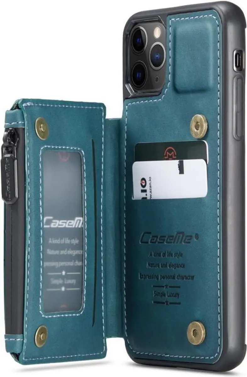 Caseme CSM-32672 Back Cover Wallet Kunstleer Hoesje - iPhone 11 Pro Max - Blauw
